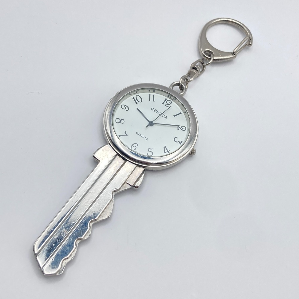 Geneva Key Ring Womens Watch Silver Tone 43mm New Battery